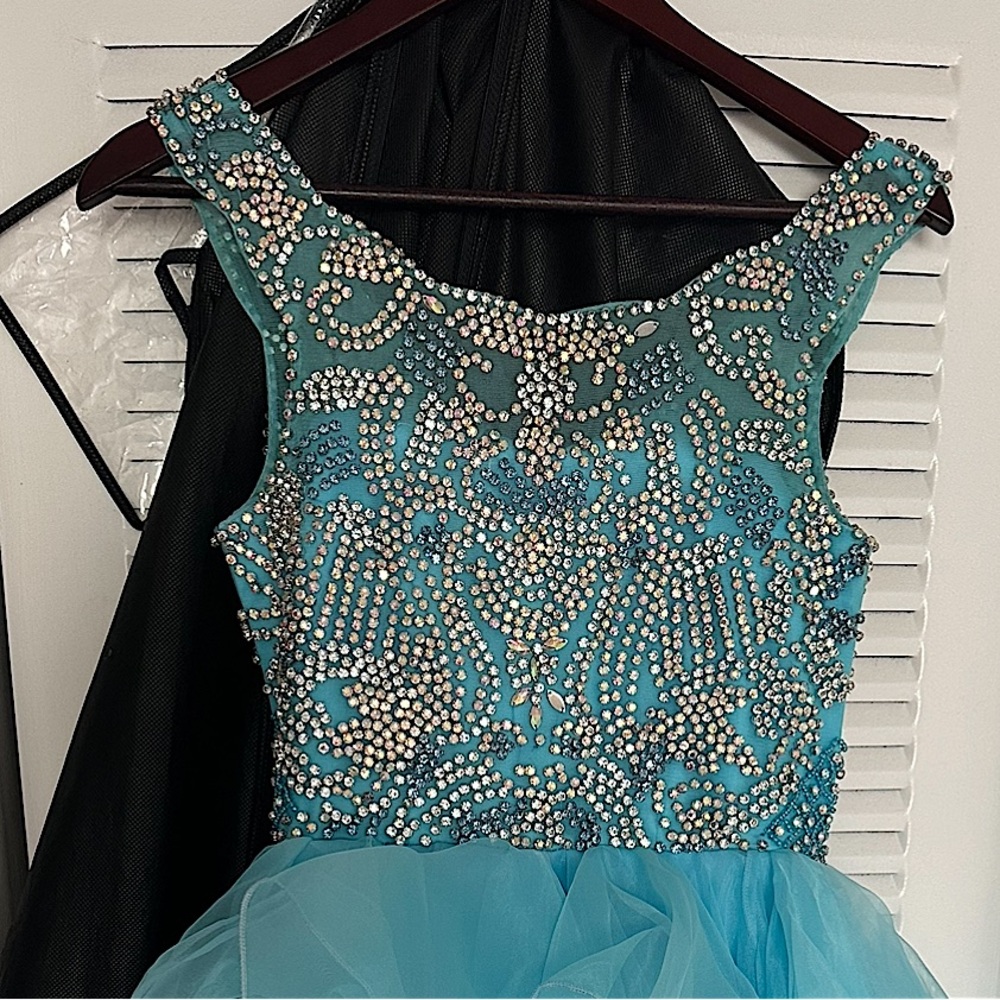 Bright Sky Blue Pageant Dress - Picture 2 of 7